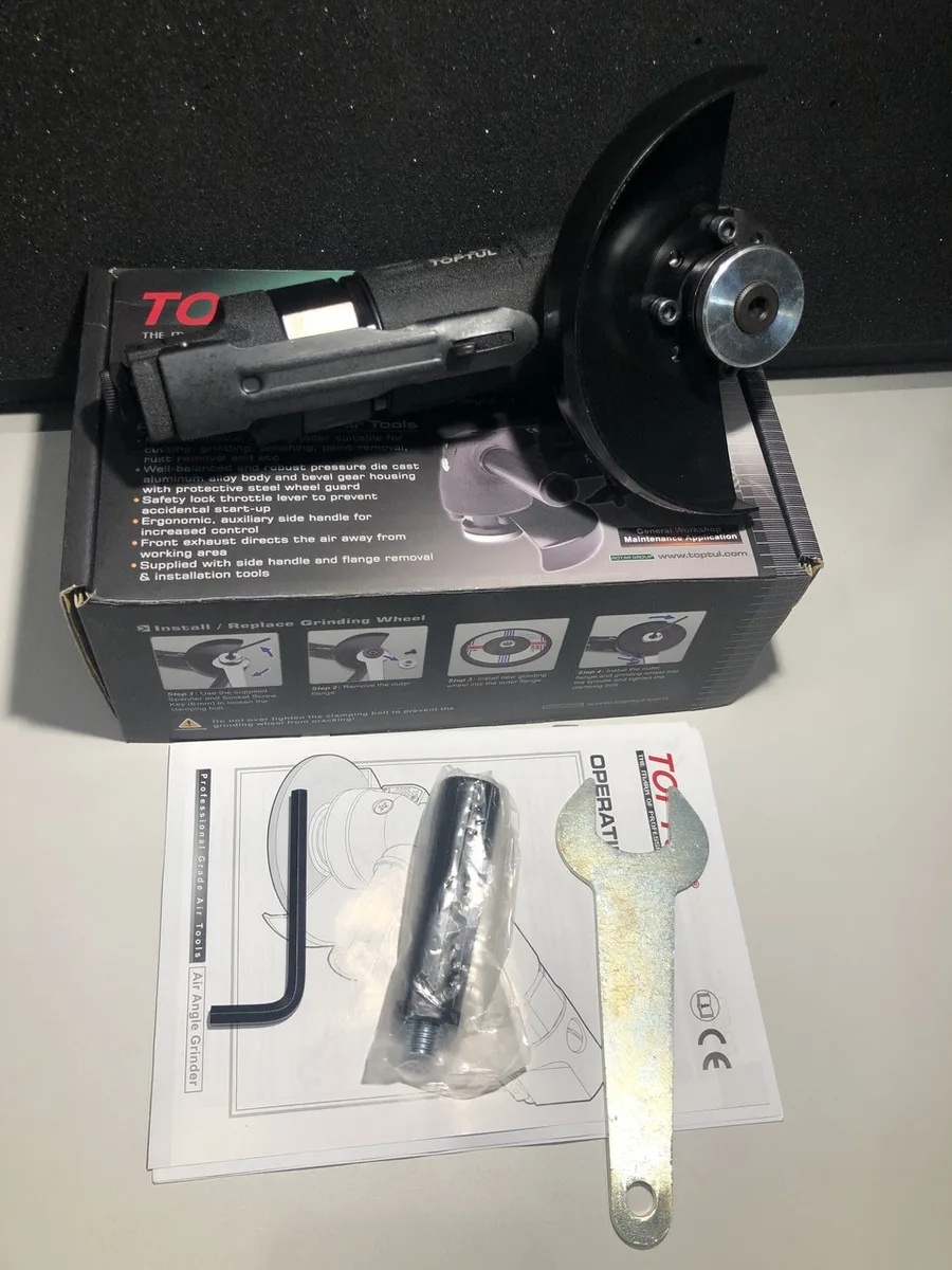Кутова шліфувальна машина 125 мм 9500 об/хв пневматична Toptul Heavy Duty 6,2 Бар