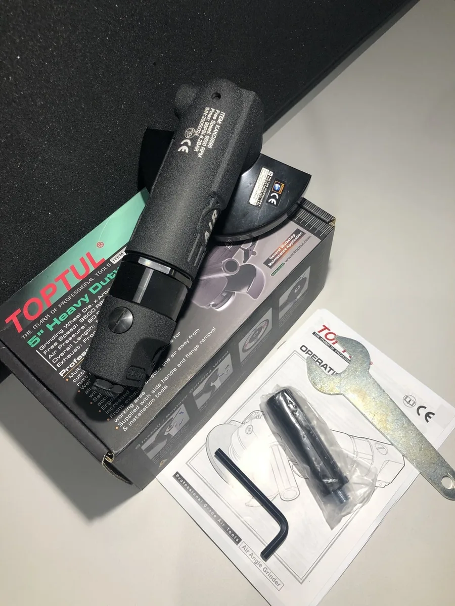 Кутова шліфувальна машина 125 мм 9500 об/хв пневматична Toptul Heavy Duty 6,2 Бар