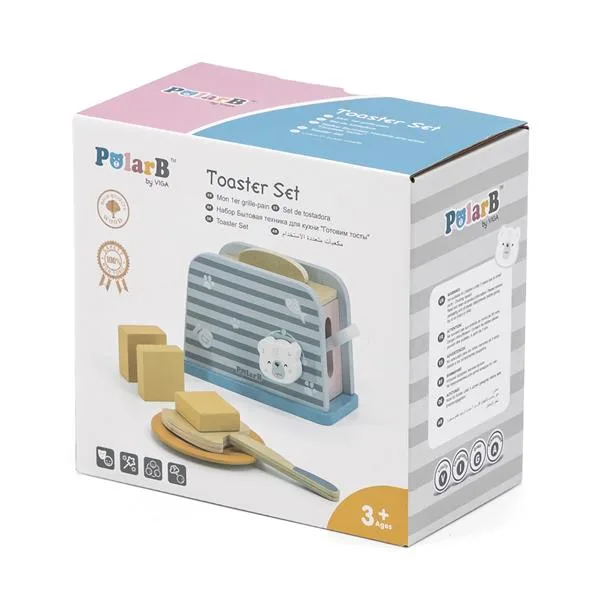 Игрушечный тостер PolarB деревянный 16.8х9.5х16 см разноцветный