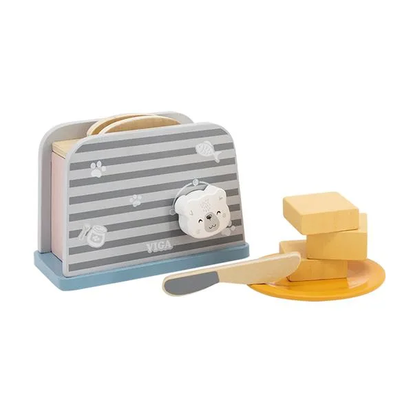 Игрушечный тостер PolarB деревянный 16.8х9.5х16 см разноцветный
