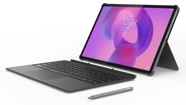 Планшет Lenovo LTPS 12,7" 256 ГБ Luna Grey с клавиатурой и стилусом.