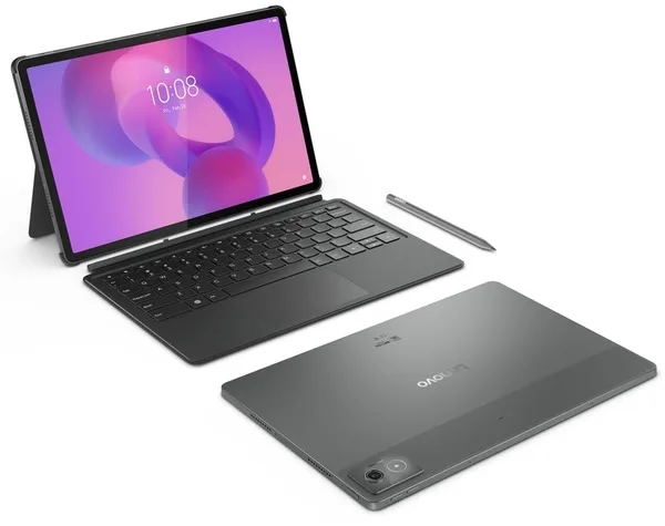 Планшет Lenovo LTPS 12,7" 256 ГБ Luna Grey с клавиатурой и стилусом.
