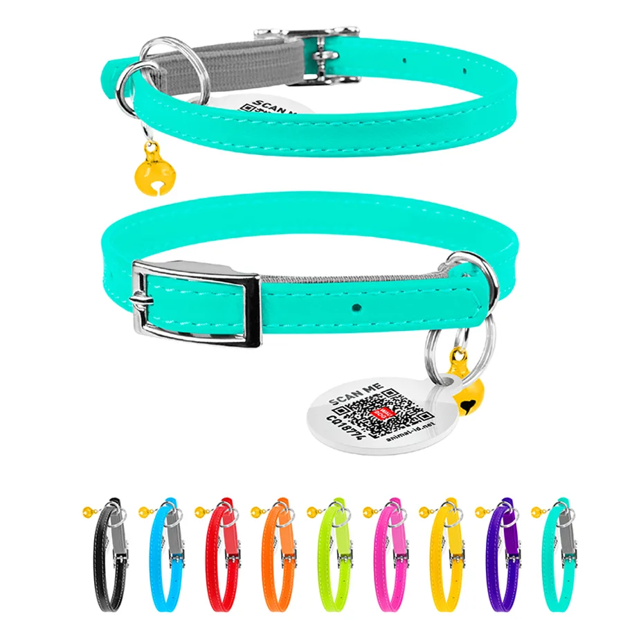 Нашийник WAUCAT Glamour шкіряний XXS 22-30 см 9 мм ментоловий