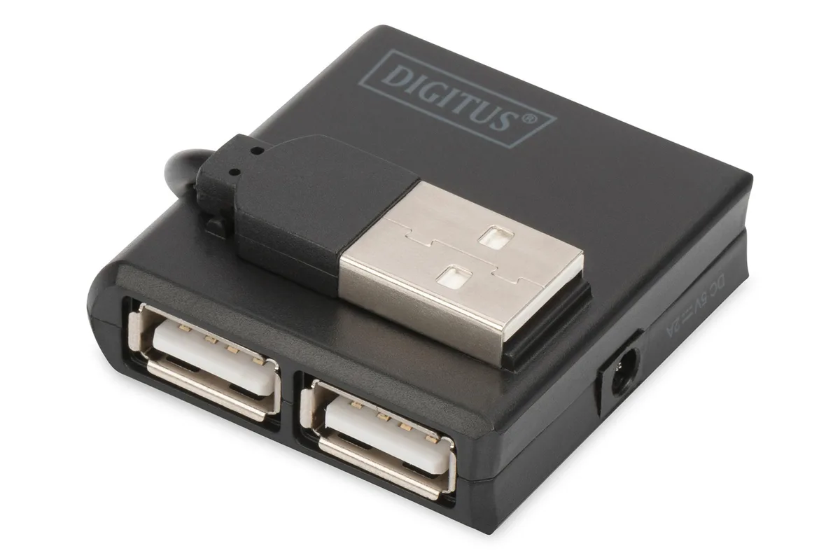 Концентратор DIGITUS USB 2.0, 4 порта, черный