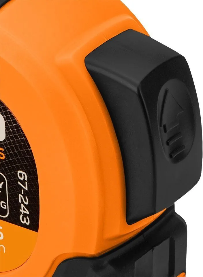Рулетка Neo Tools Ultra Black, 5м x 25мм, з автоматичним фіксатором та магнітним наконечником.