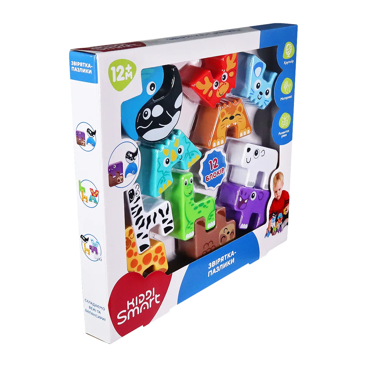 Учебный игровой набор KIDDI SMART полимерные материалы 12 элементов Животные-пазлы