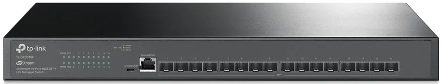 Комутатор TP-Link керований 16 портів SFP+ 10 Гбіт/с активне охолодження