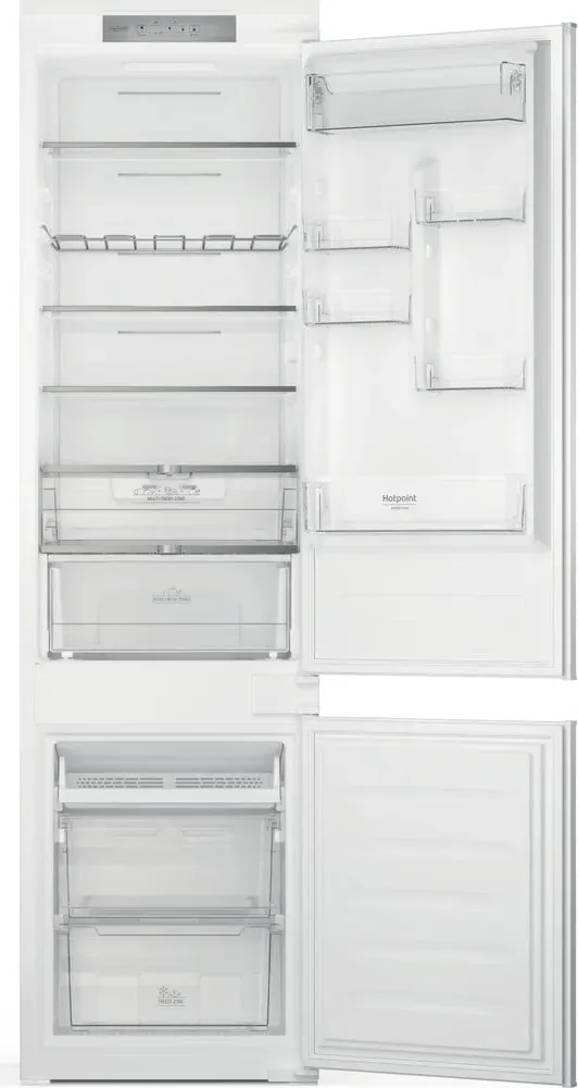 Вбудований холодильник Hotpoint з нижнім морозильником, 193,5x54x54 см, об'єм холодильної камери - 212 л, об'єм морозильної камери