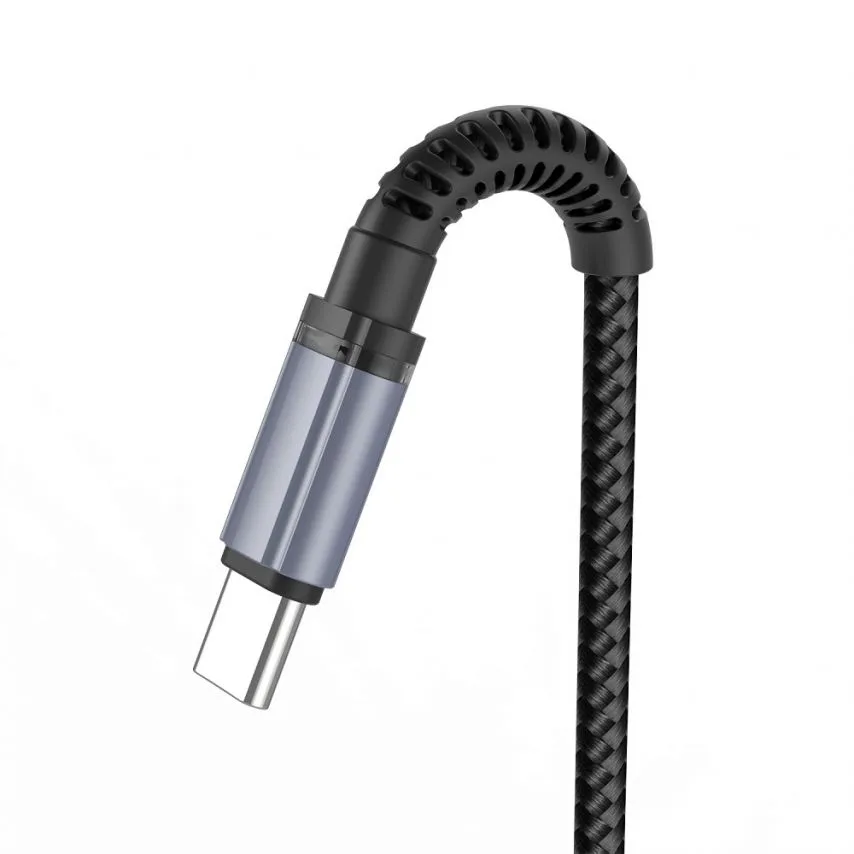 Кабель USB Type-C 1м тканинний чорний XO 2,4A