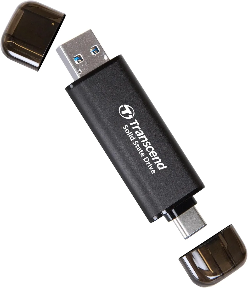 Портативний SSD Transcend 2TB USB 3.1 Gen 2 Type-A + Type-C ESD310 Чорний