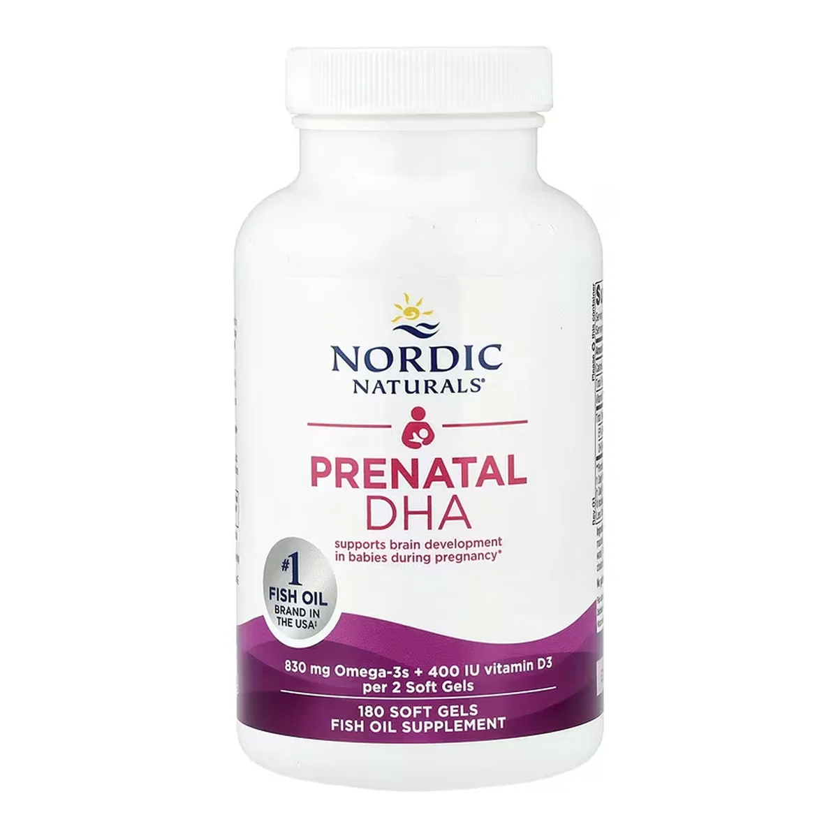 Prenatal DHA Nordic Naturals Риб'ячий жир 180 м'яких гелів 830 мг Омега-3 400 МЕ вітаміну D3