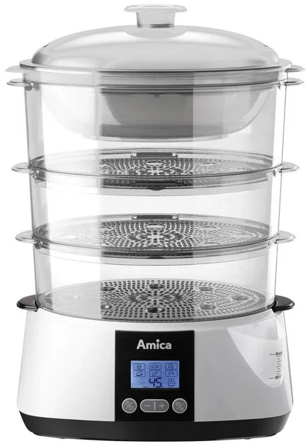 Пароварка Amica пластикова 3 яруси 8,5 л 900 Вт Білий