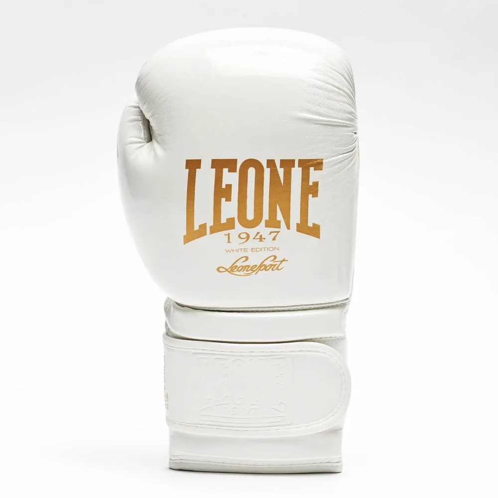 Боксерські рукавиці Leone штучна шкіра 14 унцій Білий Золотий
