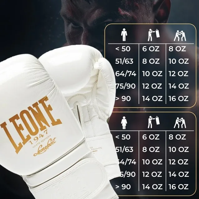Боксерські рукавиці Leone штучна шкіра 14 унцій Білий Золотий