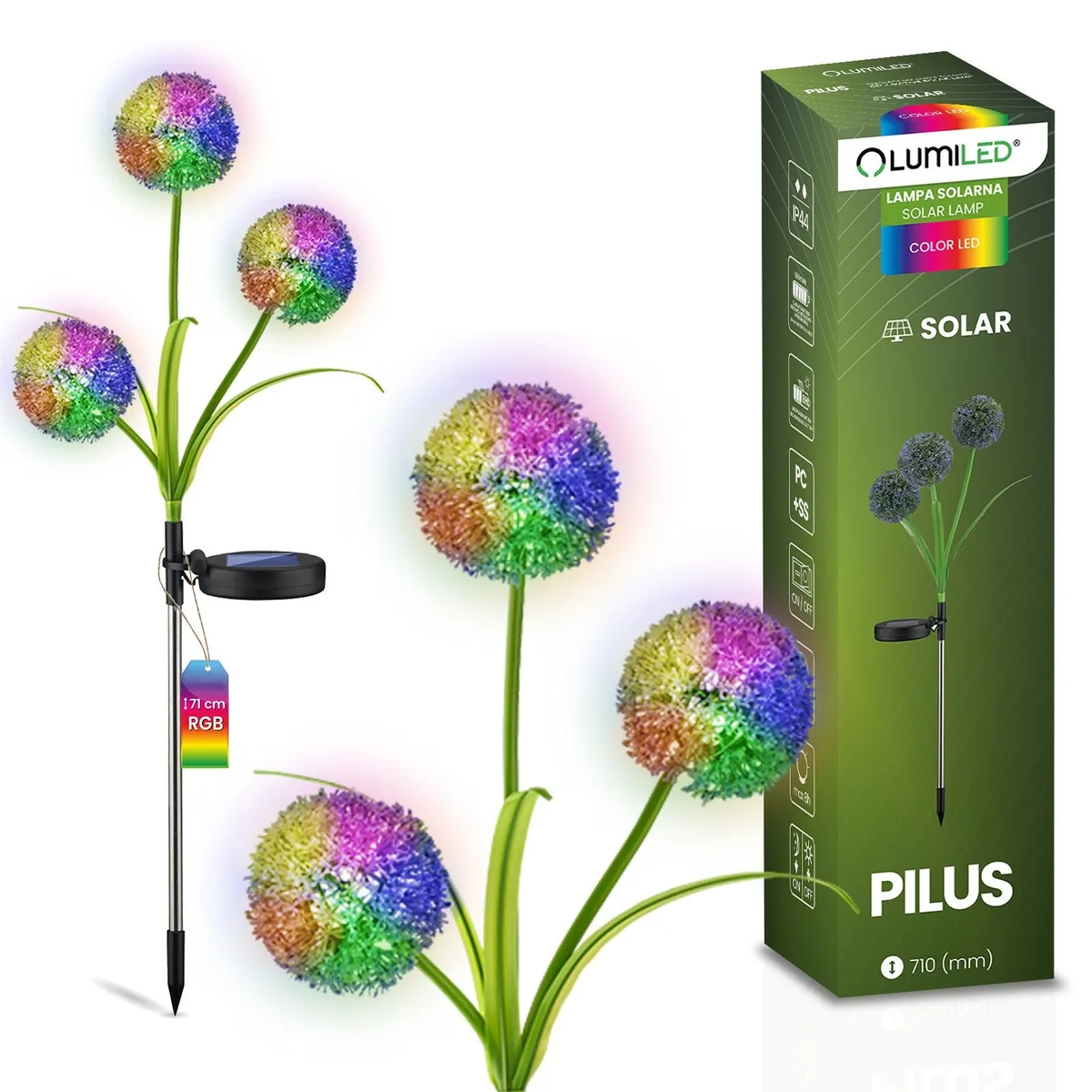 Лампа на сонячній батареї LumiLED 71 см Полікарбонат RGB Кульбаба