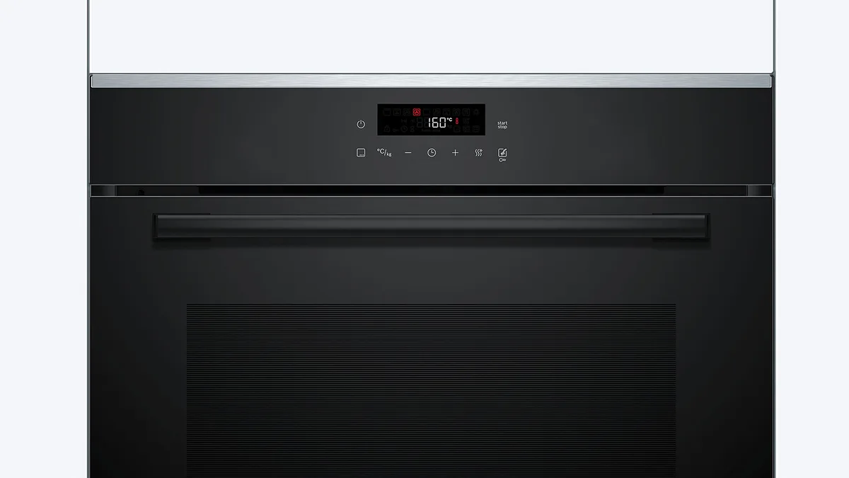Електрична духова шафа Bosch, 71 л, клас енергоефективності A+, з дисплеєм, конвекційним приготуванням, піролітичною очисткою та т
