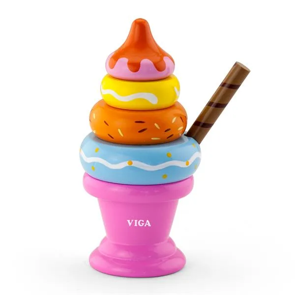 Дерев'яна пірамідка Viga Toys 20х8х10 см різнокольорова