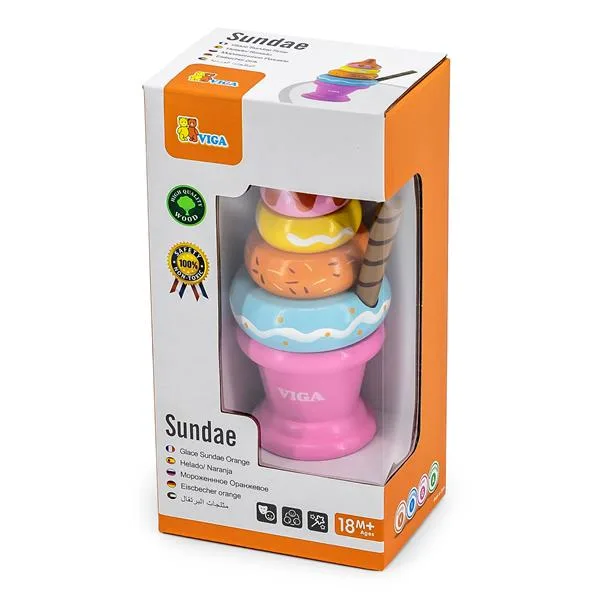 Дерев'яна пірамідка Viga Toys 20х8х10 см різнокольорова