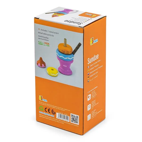 Дерев'яна пірамідка Viga Toys 20х8х10 см різнокольорова