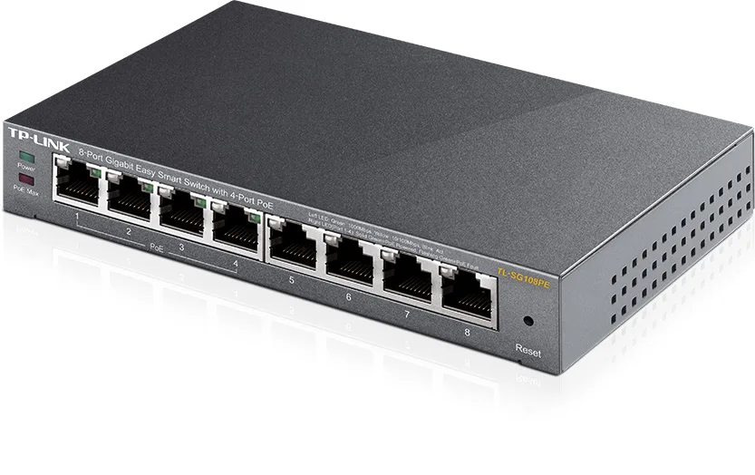 Коммутатор TP-LINK TL-SG108PE 8xGE (4xPoE), 65.2Вт, WebSmart