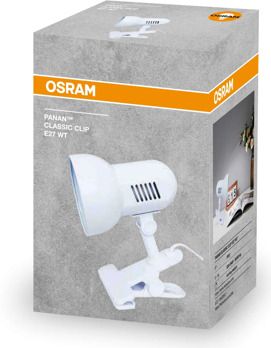 Лампа настільна OSRAM Panan CLASSIC CLIP E27, білий