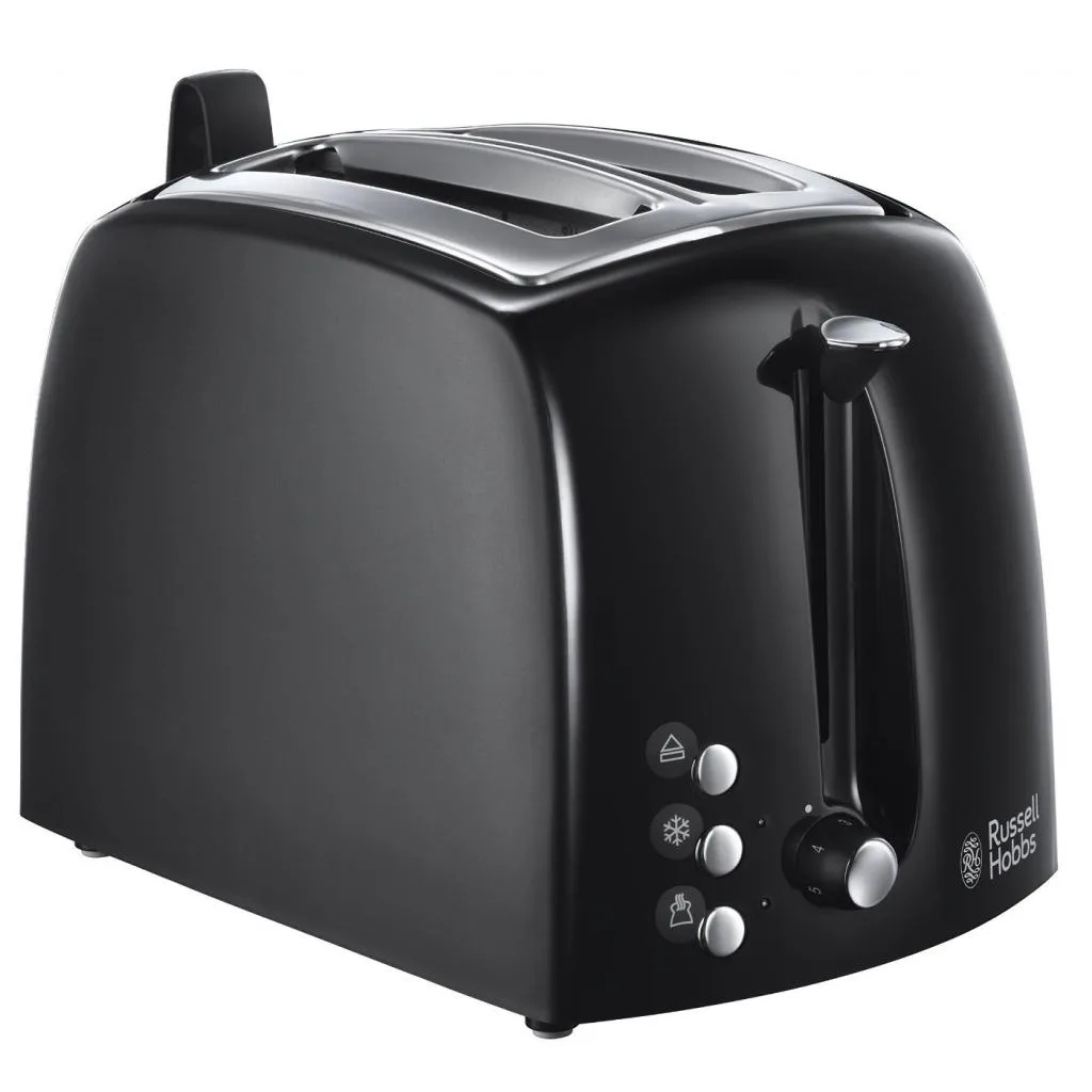 Тостер Russell Hobbs Textures 850Вт, пластиковий корпус, чорний колір.