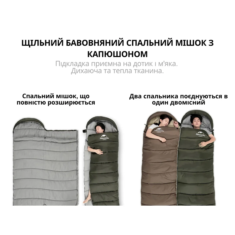 Спальник Naturehike штучна бавовна 190х75 см коричневий