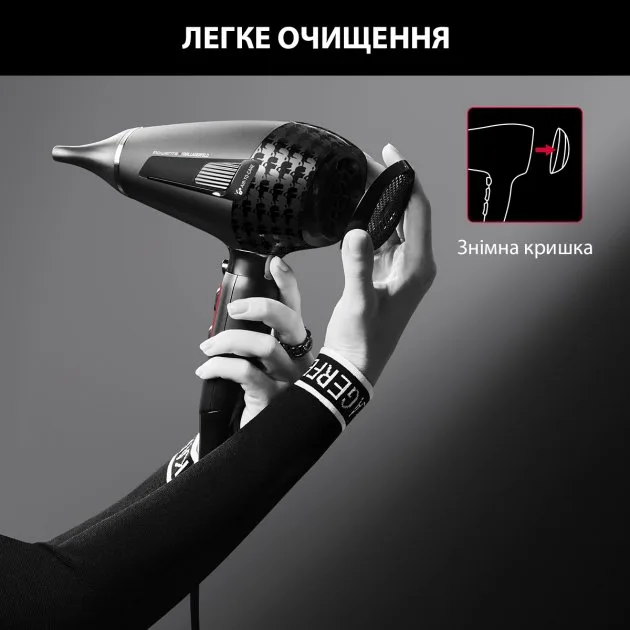 Фен Rowenta Karl Lagerfeld K/Pro Stylist, 2200Вт, 3 скорости, ионизация, диффузор, 2 насадки, холодный обдув