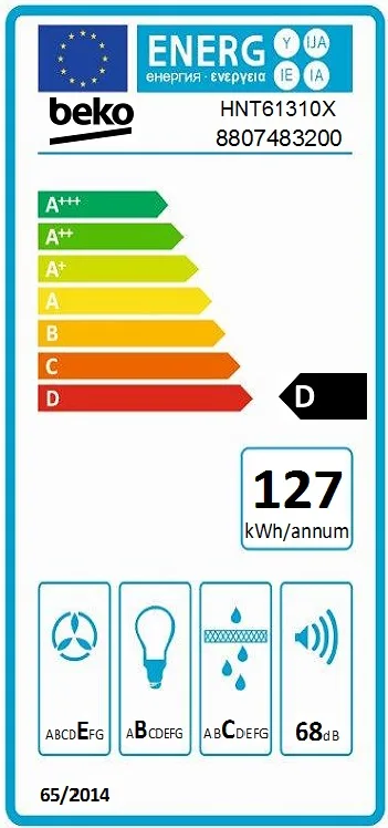 Витяжка Beko телескопічна 60см 483м.куб/год нержавіюча сталь кухонна витяжка для очищення повітря фільтр для миття в посудомийці
