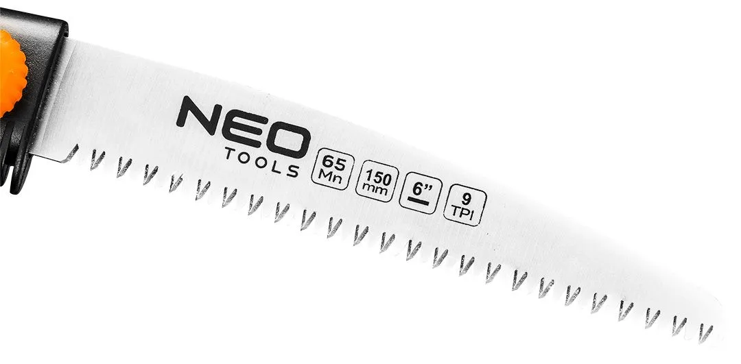 Садовая пила Neo Tools, 15 см, телескопическое лезвие, 3D-зубцы, сталь 65Mn, удобное крепление для пояса, вес 0,09 кг