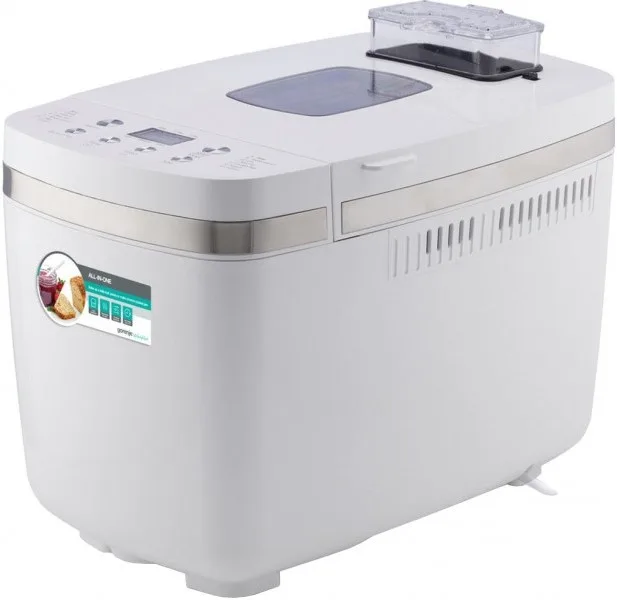 Хлібопічка Gorenje 750Вт, 14 програм, максимальна вага 1.35 кг, прямокутна форма, пластиковий корпус, білий колір.