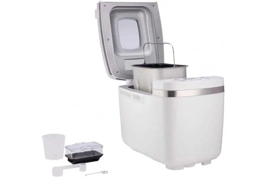 Хлібопічка Gorenje 750Вт, 14 програм, максимальна вага 1.35 кг, прямокутна форма, пластиковий корпус, білий колір.