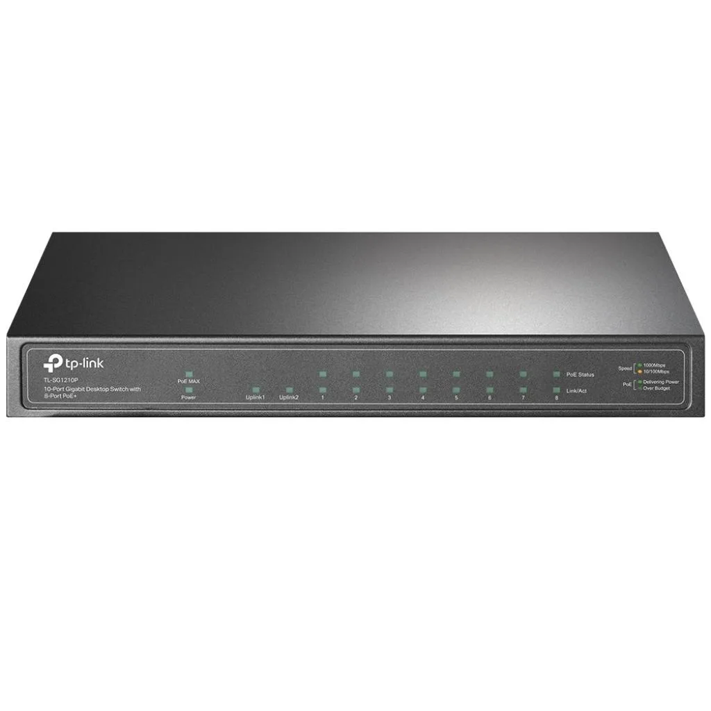 Комутатор TP-LINK TL-SG1210P 8xGE (8xPoE), 1xSFP, 63Вт, Некерований