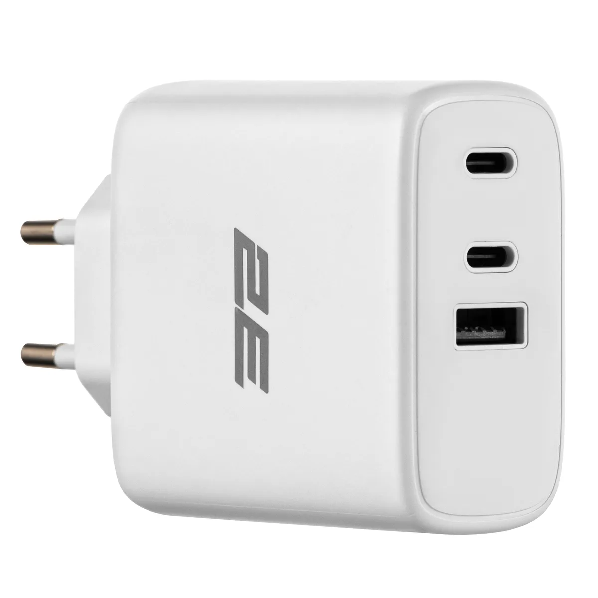 Зарядное устройство сетевое 2E 65Вт GaN 2хUSB-C/USB-A, PD/QC, белое