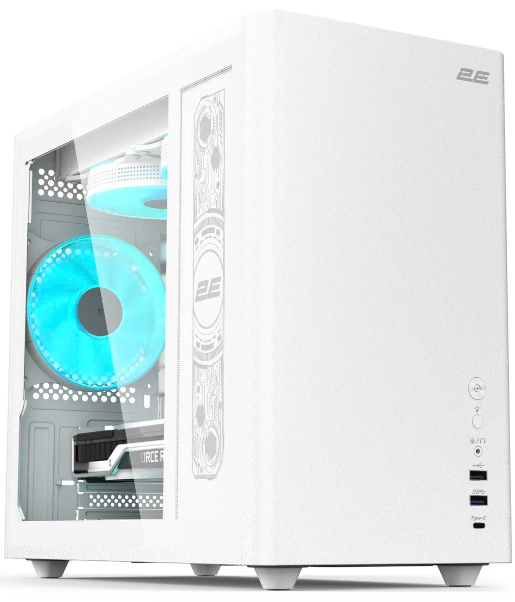 Корпус 2E Credo Plus V350WG без БЖ, 1xUSB3.0, 1х USB 2.0, 1xUSB Type-C, 3x120мм, VGA 350мм, LCS ready, TG Side Panel, mATX, білий