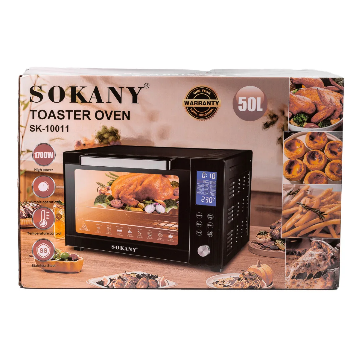 Электрическая духовка Sokany SK-10011 50 л 1700 Вт с конвекцией гриль черная