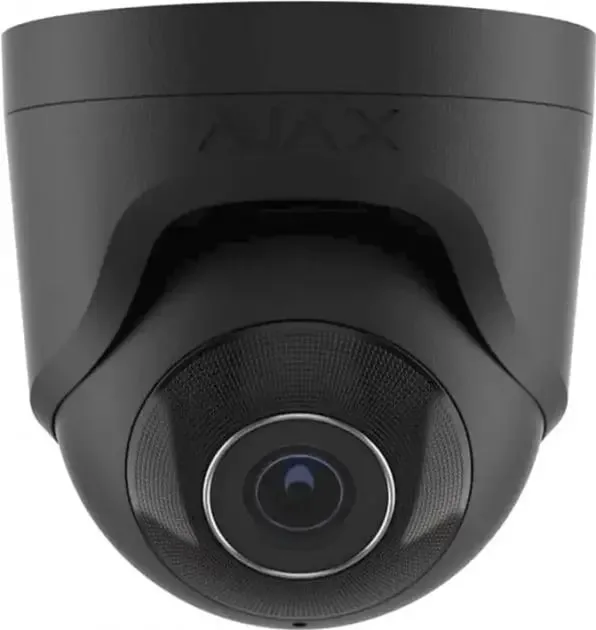 IP-Камера дротова Ajax TurretCam, 5мп, 2.8мм, Poe, True WDR, IP 65, ІЧ 35м, аудіо, кут огляду 100° до 110°, купольна, чорна