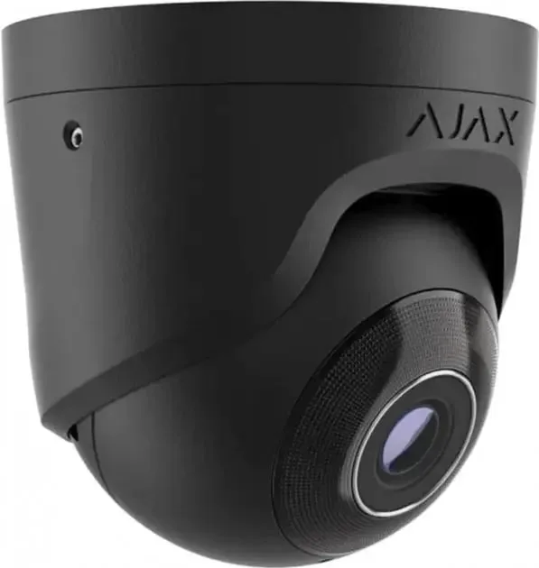 IP-камера проводная Ajax TurretCam, 5 Мп, 2.8 мм, Poe, True WDR, IP 65, ИК 35 м, аудио, угол обзора 100° до 110°, купольная, черная.