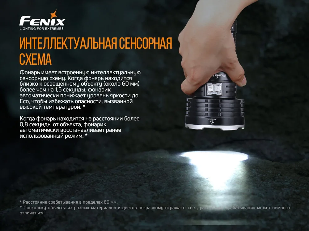 Фонарь ручной Fenix анодированный алюминий 163х88 мм белый 12000 лм