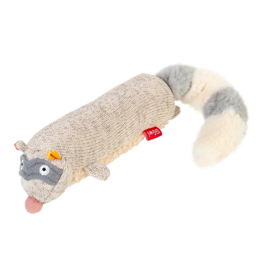 М’яка іграшка для собак з пищалкою GiGwi Plush Friendz текстиль 17 см Єнот