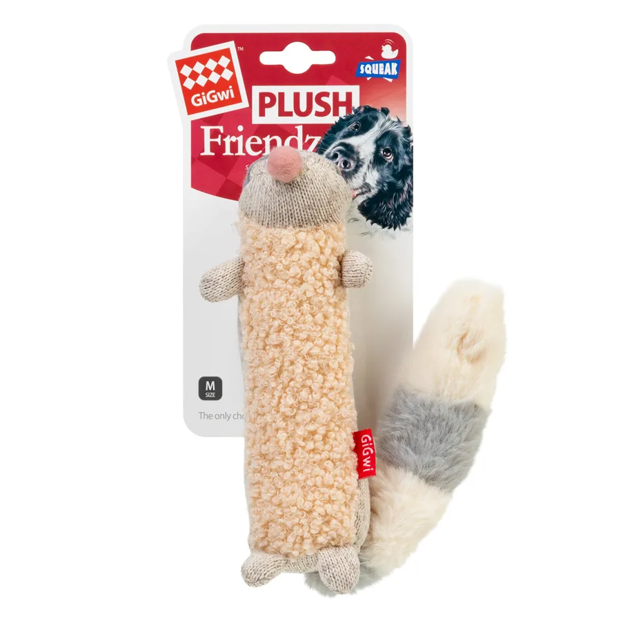 М’яка іграшка для собак з пищалкою GiGwi Plush Friendz текстиль 17 см Єнот