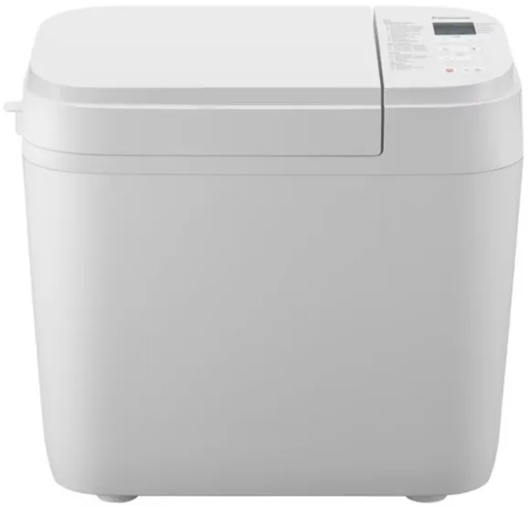 Хлібопіч Panasonic 550 Вт, 21 програма, максимальна вага 1.25 кг, прямокутна форма, пластиковий корпус, білий колір.