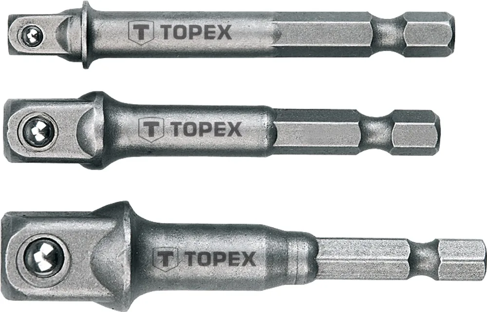 Адаптер TOPEX, 1/4", 3/8", 1/2", для торцевих ключів, комплект 3 шт.