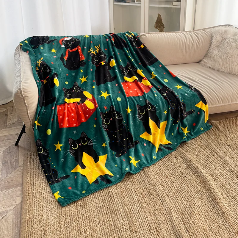 Плед Love You велсофт 150x200 см різнокольоровий Зірки і котики