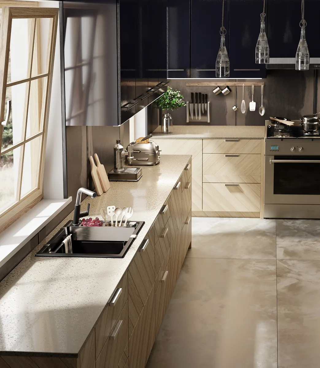 Кухонна мийка Deante Magnetic, гранітна, квадратна, без крила, 560х500х219 мм, однокамерна, накладна, чорна матова.