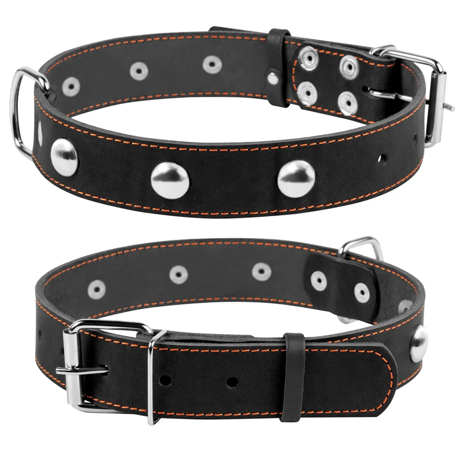 Нашийник одинарний CoLLaR 35мм шкіряний 48-63 см чорний