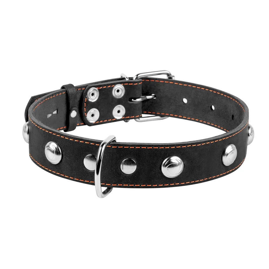 Нашийник одинарний CoLLaR 35мм шкіряний 48-63 см чорний