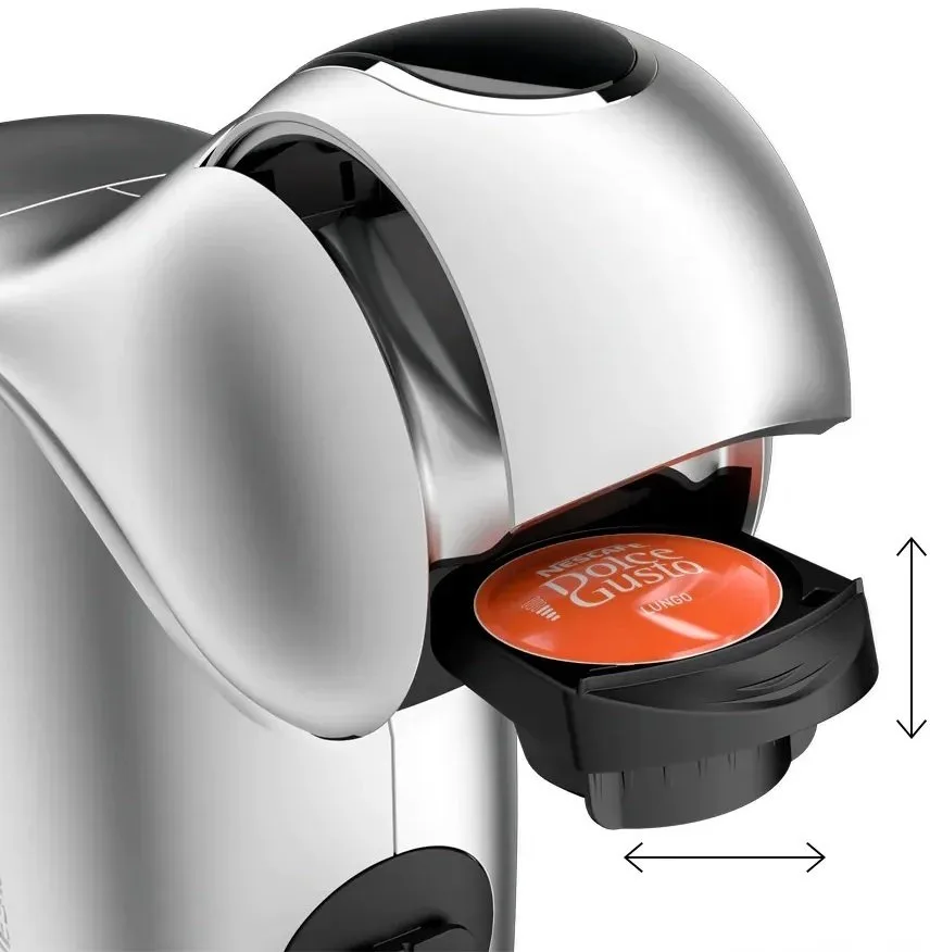 Кавоварка Krups капсульного типу Dolce Gusto Genio S Touch, 0.8л, для капсул, з сенсорним управлінням, сріблястого кольору.