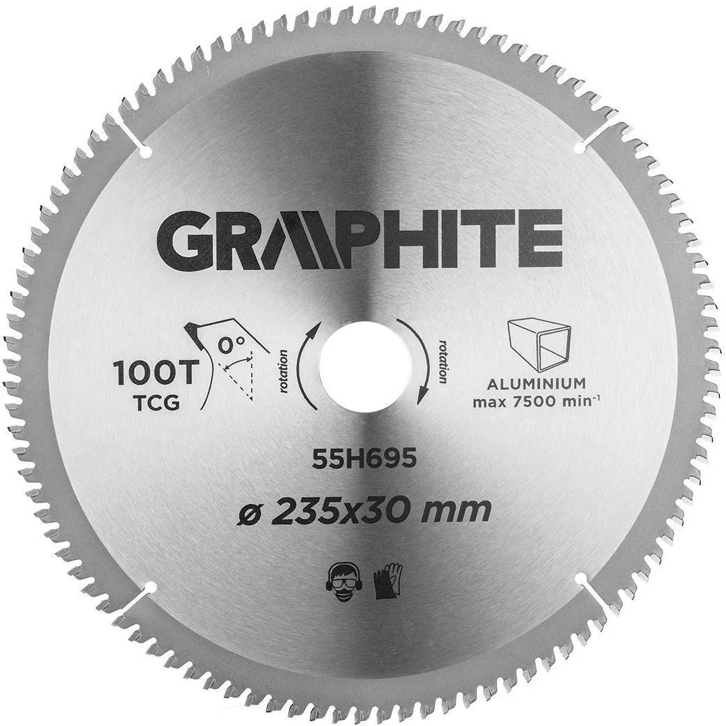 Диск пильний Graphite для алюмінію, 235 мм, 30 мм, 100 зубців.