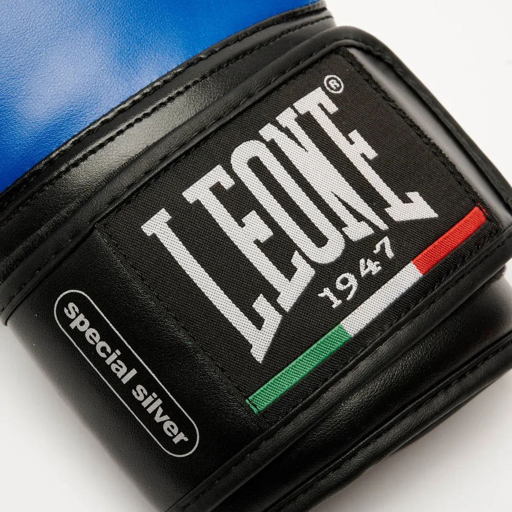Боксерські рукавиці Leone штучна шкіра 8 унцій сині з капою
